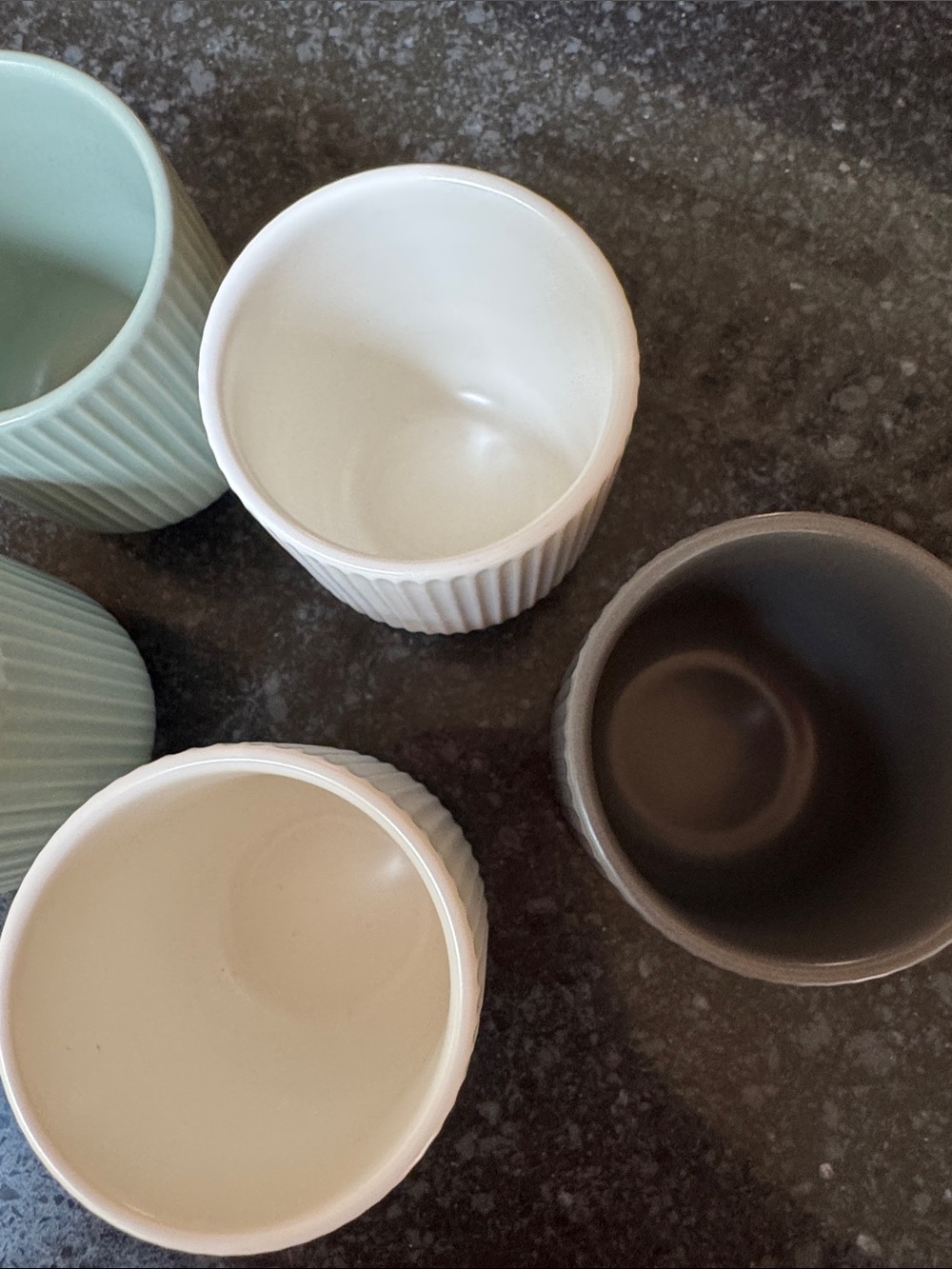 NORWEX Ribbed Ceramic Tumbler Set - 2 White, 2 Sage & 1 Gray - Picture 6 of 6